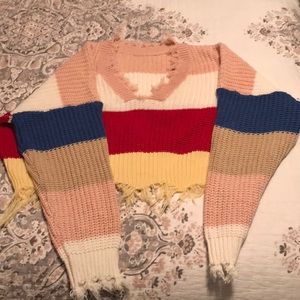 Destructed cropped sweater